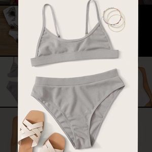 Robbed high waisted bikini swimsuit
